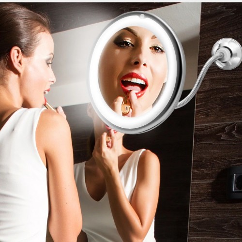 10x Zoomlu Esnek Işıklı Makyaj Aynası Büyüteç Led Işıklı Ayna